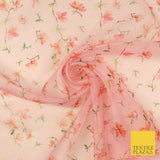 Italian Design Premium Floral Digital Printed Sheer Organza 100%Polyester Fabric