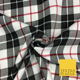 Black Red White Classic TARTAN Polyester Viscose Fabric 58" Craft Dress 1289