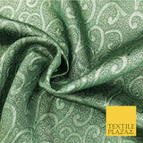 Luxury Green Swirl Jacquard Fabric Material - Two Tone Shine Fancy - 54"