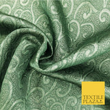 Luxury Green Swirl Jacquard Fabric Material - Two Tone Shine Fancy - 54"
