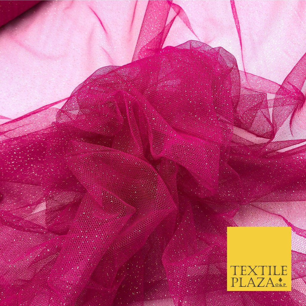 Premium HOT PINK GLITTER MESH NET Tutu Sparkle Fairy Sheer Craft Dress QF761
