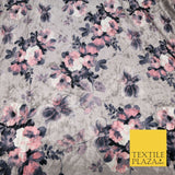 Light Lilac Floral Blossom Printed Soft Velvet Dress Fabric Stretch Craft 1691