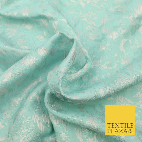 SEA GREEN Luxury Abstract Metallic Textured Brocade Jacquard Dress Fabric 1676