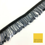Graphite Sequin Glass Tube Fringe Tassel Drop Trim Ribbon Border Lace (X176)