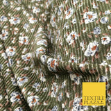 GREEN GREY Floral Ribbed Sparkle Stripe Dress Fabric Skirts 59" 1481