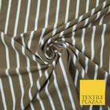Luxury Brown White Striped Stretch Knit Jersey Dress Fabric Craft 70" Wide 2185