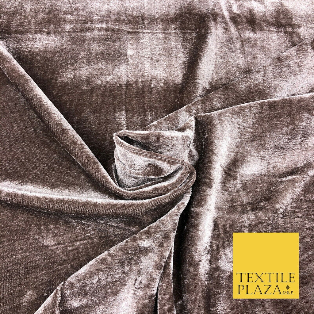 LIGHT BROWN Soft Plain Velvet Fabric Dress Material - 58" - More Colours P1047