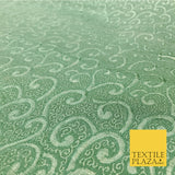 Luxury Green Swirl Jacquard Fabric Material - Two Tone Shine Fancy - 54"