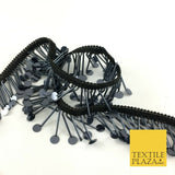 Graphite Sequin Glass Tube Fringe Tassel Drop Trim Ribbon Border Lace (X176)