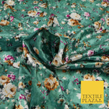 Mint Green All Over Floral Printed Soft Velvet Dress Fabric Stretch Craft 1694