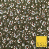 GREEN GREY Floral Ribbed Sparkle Stripe Dress Fabric Skirts 59" 1481