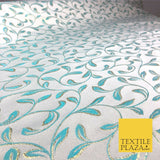 Luxury TURQUOISE Swirl Leaf Jacquard Fabric Fancy Waistcoats Jackets 56" AC799