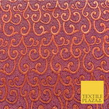Luxury Rust/Purple Swirl Jacquard Fabric Material - Two Tone Shine Fancy - 54"