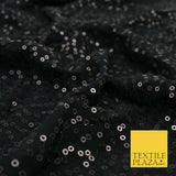 BLACK 4-WAY Stretch SEQUIN Power Mesh Net Dance Costume Fancy Dress Fabric 1485