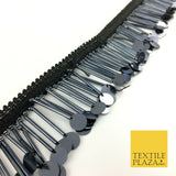 Graphite Sequin Glass Tube Fringe Tassel Drop Trim Ribbon Border Lace (X176)