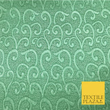 Luxury Green Swirl Jacquard Fabric Material - Two Tone Shine Fancy - 54"