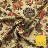 GOLD Wild Multi Floral Digital Print Faux Raw Silk Fabric - Dress Craft 1460