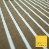 Luxury Brown White Striped Stretch Knit Jersey Dress Fabric Craft 70" Wide 2185