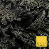 BLACK Large Ornate Paisley Velvet Velour with Glitter Detail Dress Craft 1478