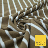 Luxury Brown White Striped Stretch Knit Jersey Dress Fabric Craft 70" Wide 2185