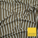Luxury Brown White Striped Stretch Knit Jersey Dress Fabric Craft 70" Wide 2185