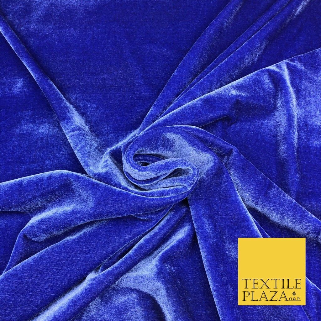 Royal Blue Soft Plain Velvet Fabric Material - 58" - Dress More Colours P1032