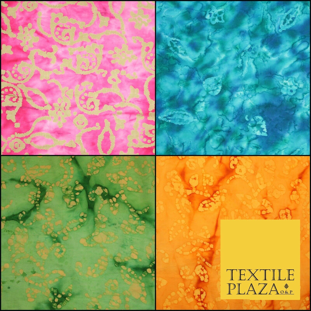 BATIK Tie Dye Bright Colours 100% Cotton Lawn Paisley Print Fashion Fabric Craft