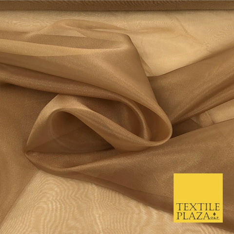 Dark Gold Premium Plain Tissue Organza Fabric - Dress Wedding Flowy Party QA205