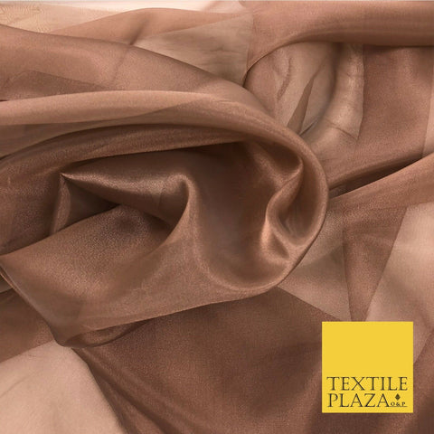 Brown Premium Plain Tissue Organza Fabric - Dress Wedding Flowy Party QA201