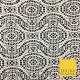 WHITE with Silver Foil Stretch Lace - Party Fabric Dress Fashion Material - 2313