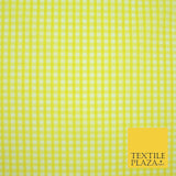 Bright Yellow Gingham Square Check POLY COTTON Dress Craft Fabric Summer 2802