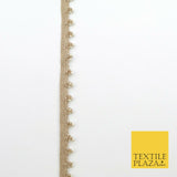 Light Gold White Pearl Trio Knot Beaded Ribbon Trim Border Indian Ethnic (X191)