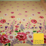 Light Peach Floral Scatter Full Dewdrop Printed Crepe Polyester Dress Fabric2826