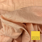 PEACH Creased Crinkle Cotton Fabric Material - Crushed Craft Dress 55" 1269
