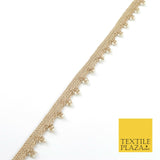 Light Gold White Pearl Trio Knot Beaded Ribbon Trim Border Indian Ethnic (X191)