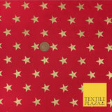 RED Large Metallic Glitter Gold Stars Fabric -100% Cotton-Christmas Festive RF44