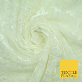 Ivory Cream Velvet Devore Ornate Floral Burnout Dress Fabric Material - 45" 2822