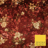 Floral Classic Sketch Roses Flower Mix Print Velvet Devore Burnout Net Fabric