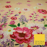 Light Peach Floral Scatter Full Dewdrop Printed Crepe Polyester Dress Fabric2826