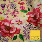 Light Peach Floral Scatter Full Dewdrop Printed Crepe Polyester Dress Fabric2826