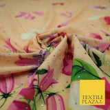 Light Peach Floral Scatter Full Dewdrop Printed Crepe Polyester Dress Fabric2826