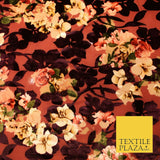 Floral Classic Sketch Roses Flower Mix Print Velvet Devore Burnout Net Fabric