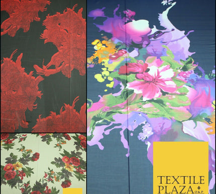 New High Quality Floral Abstract Flowers Printed Chiffon Georgette Dress Fabric