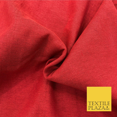 Burnt Red Luxury Plain Cotton Linen Fabric - 10 Colours Dress Craft - OG565