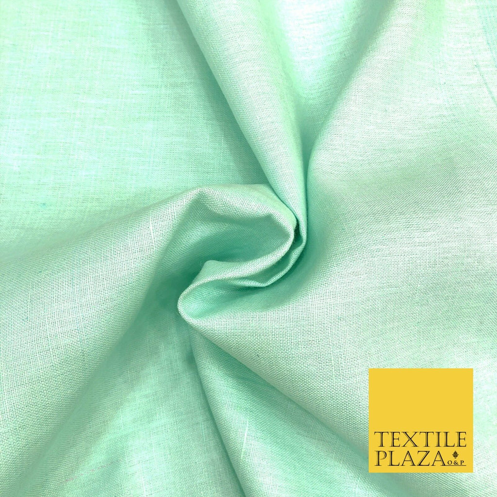 Mint Green Aqua Luxury Plain Cotton Linen Fabric - 10 Colours Dress Craft OG569