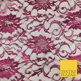 CERISE PINK Floral Metallic Shimmer Lurex Lace Fabric Dress Dance - 58" - GF846