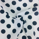 White with Black Polka Dot Spotted Spot Bi-Stretch Fabric Material 58" RC85