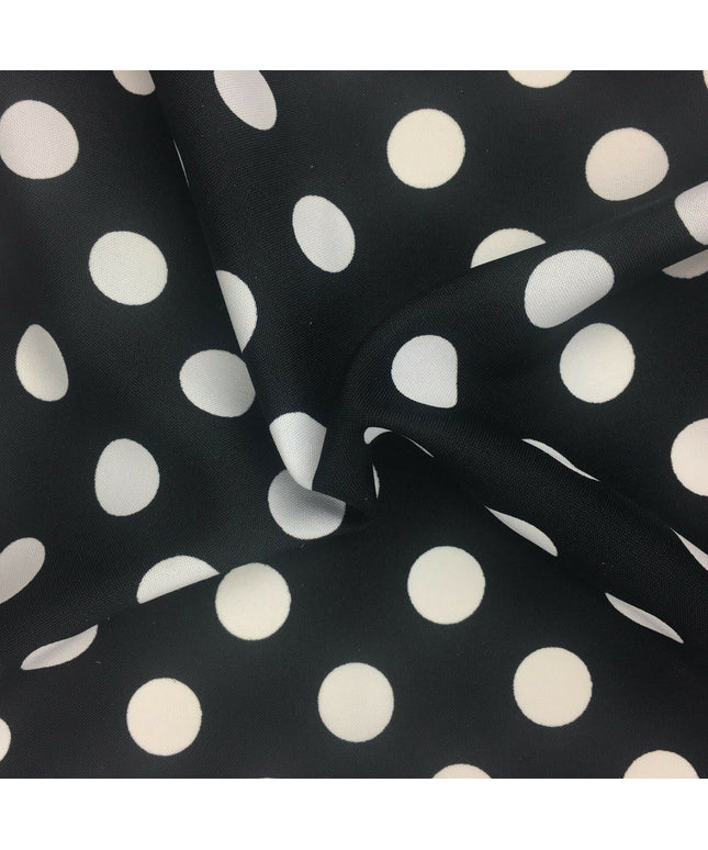 Black with Large White Polka Dot Spotted Spot Bi-Stretch Fabric 58" RC75