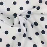 White with Small Black Polka Dot Spotted Spot Bi-Stretch Fabric 58" RC86