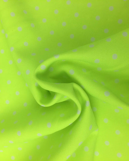 Neon Green with Small Grey Polka Dot Spotted Spot Bi-Stretch Fabric 58" - RC80